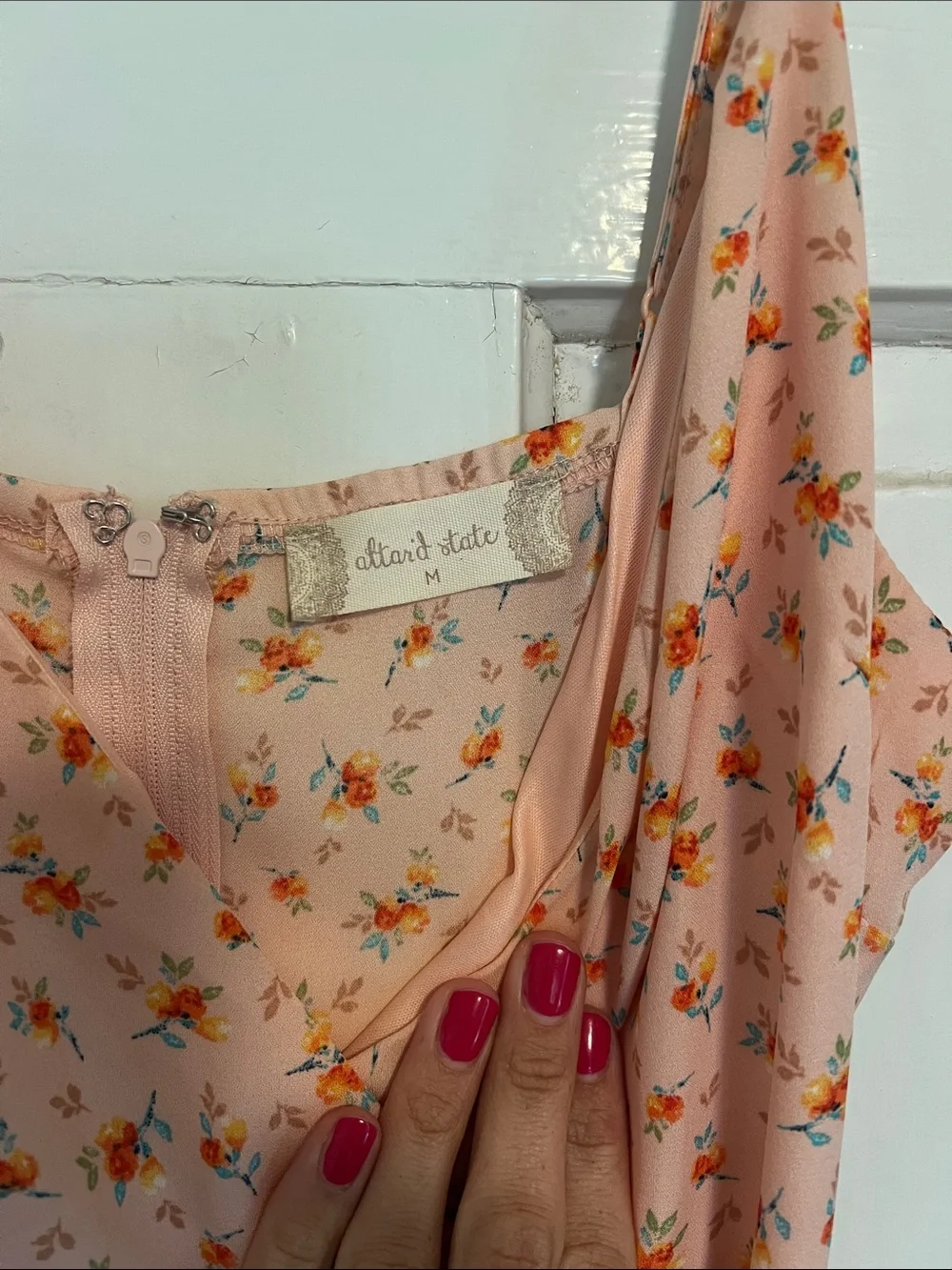 Floral Peach altar’d state Spaghetti-Strap Wrap Dress - Picture 2 of 8